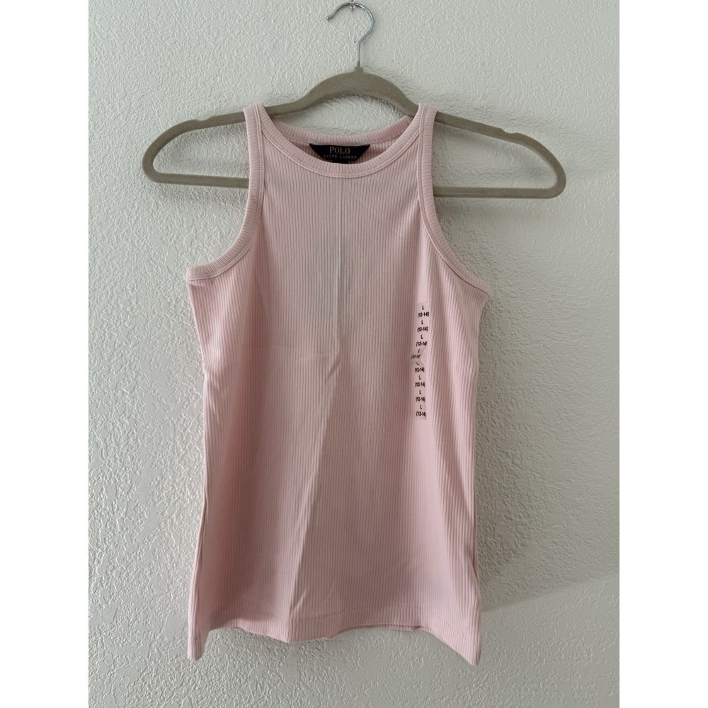 Polo Ralph Lauren Youth Girls Pink Ribbed Cotton-Blend Tank Top Size L(10-12) - Picture 3 of 8